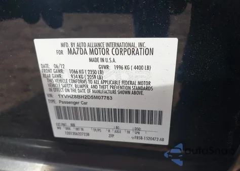 2013 Mazda Mazda6 I Sport z USA, uszkodzony, nr VIN 1YVHZ8BH2D5M07783